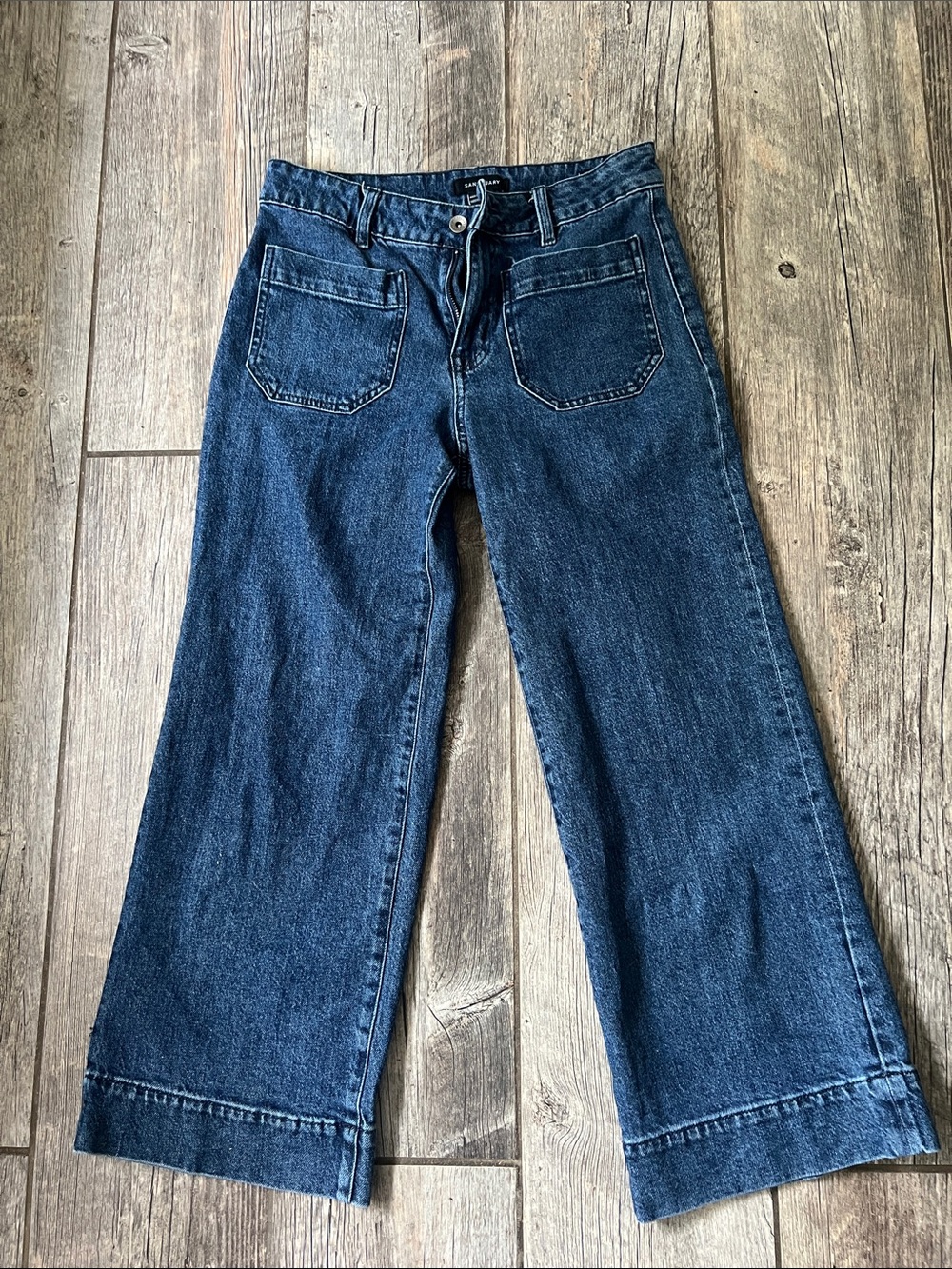 Sanctuary Dark Blue Wide Leg Jeans with Front Patch Pockets